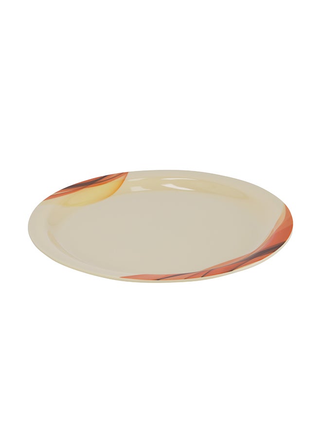 Royalford - Melamine Printed Dinner Plate Beige/Red 11inch - Image 1