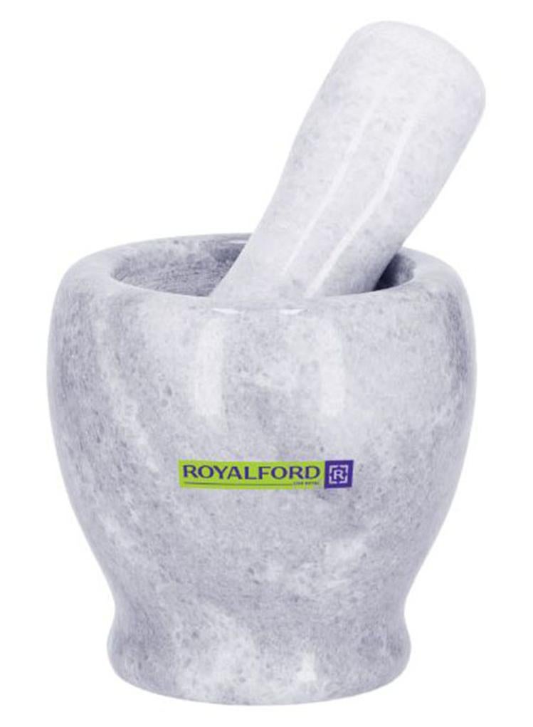 Royalford Marble Grinding Bowl Royalford RF7292, Comfortable Grip, Easy to Clean, Marble Build, Non-skid Base White Marble 1cm - Image 1