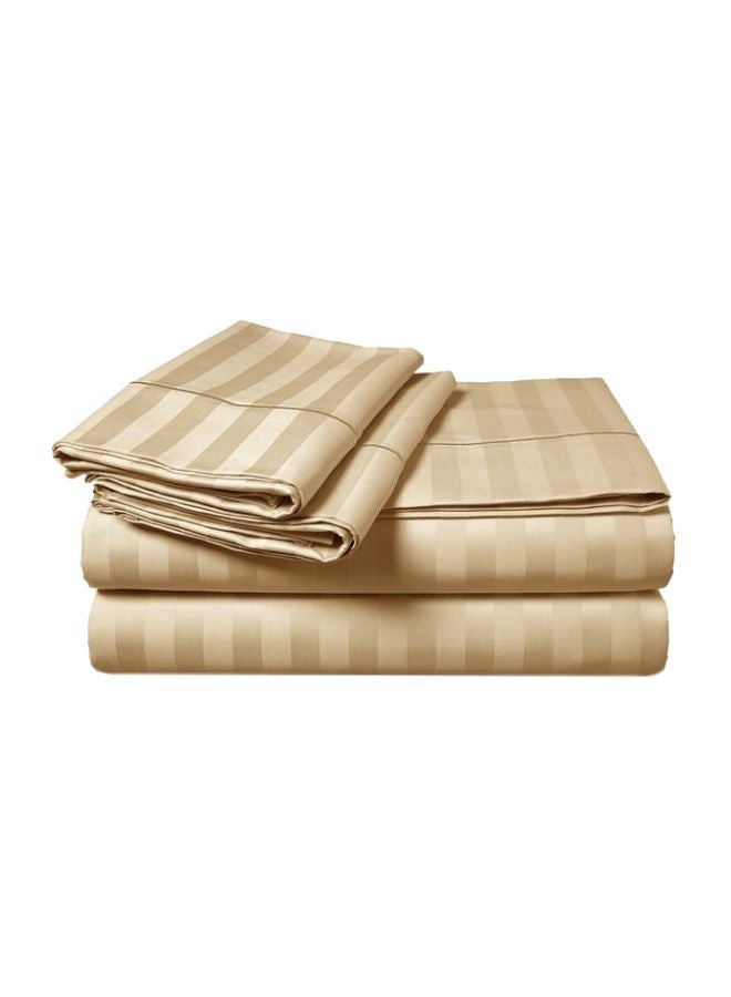 3-Piece 300TC Satin Stripe Bed Sheet With Pillow Case Set Cotton Brown - pnsku/N40865299A/45/_/1739811063/99d1d1e4-6301-4e76-88e5-e6db891d5e41