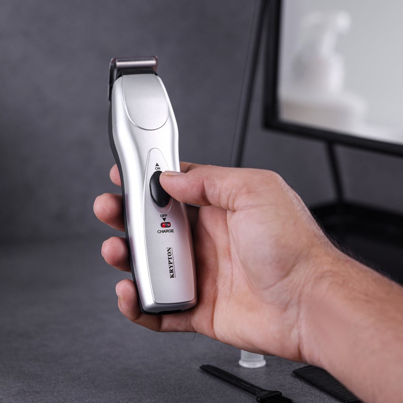 KRYPTON Rechargeable Cordless Hair & Beard Trimmer | Sharp Blade | 45 Min Use | 6–8 Hr Charge Silver - Image 3