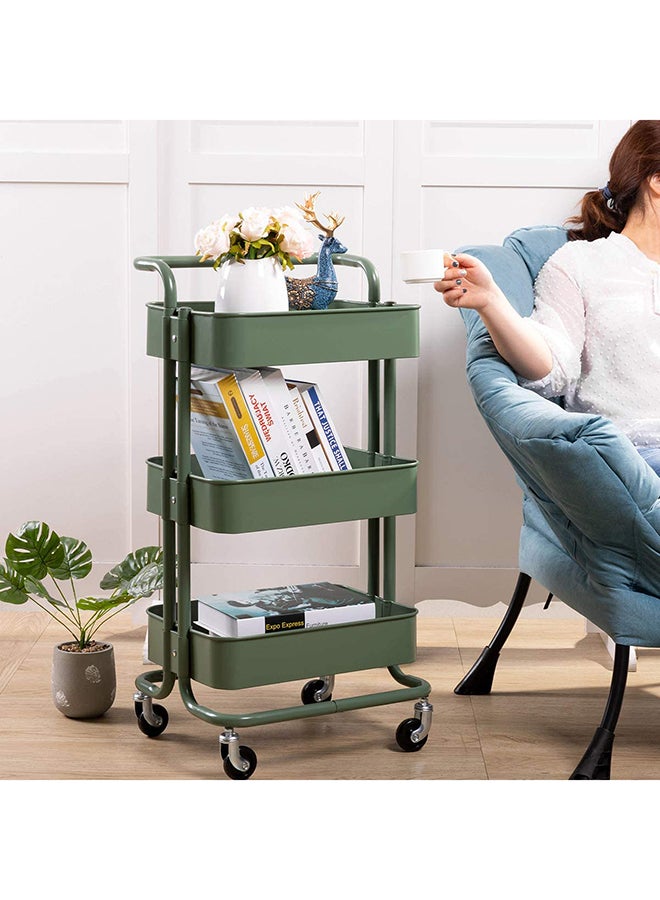رومان جيفتس عربة تخزين بعجلات من 3 مستويات أخضر عسكري 43.5x33x87سم - Image 3