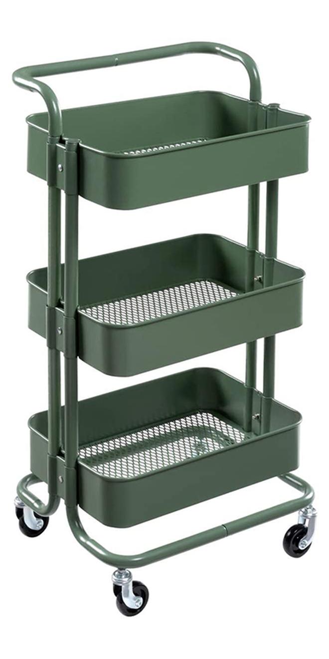 رومان جيفتس عربة تخزين بعجلات من 3 مستويات أخضر عسكري 43.5x33x87سم - Image 1