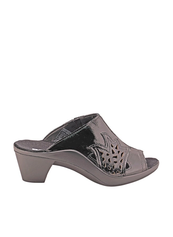 ROMIKA 117-308 Laser Cut Peep Toe Mules Black - Image 1