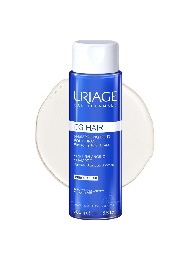 Uriage DS Hair Soft Balancing Shampoo with Thermal Water & Edelweiss - Gentle Scalp Care Shampoo - 200ml 200ml - Image 1