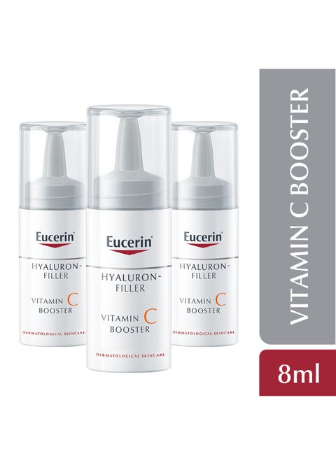 Hyaluron Filler Anti-Aging Face Serum Vitamin C Booster With Hyaluronic Acid Suitable For All Skin Types, 3 X 8ml