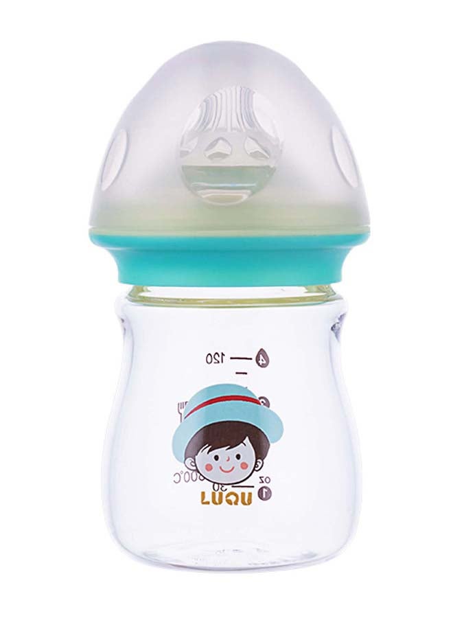LuQu Glass Feeding Bottle Wide Neck 120ml Green - Image 1