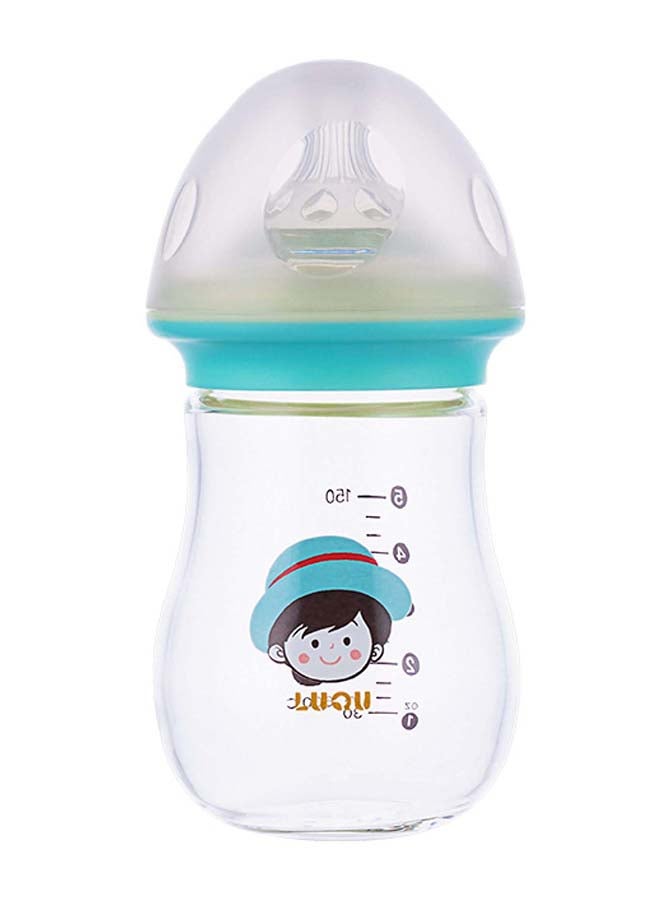 LuQu Glass Feeding Bottle Wide Neck 150ml Green - Image 1