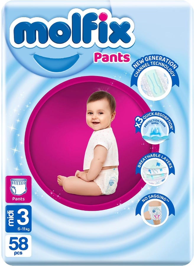 Molfix - 58-Piece Midi Baby Diaper Pants Jumpo Size 3 - Image 1