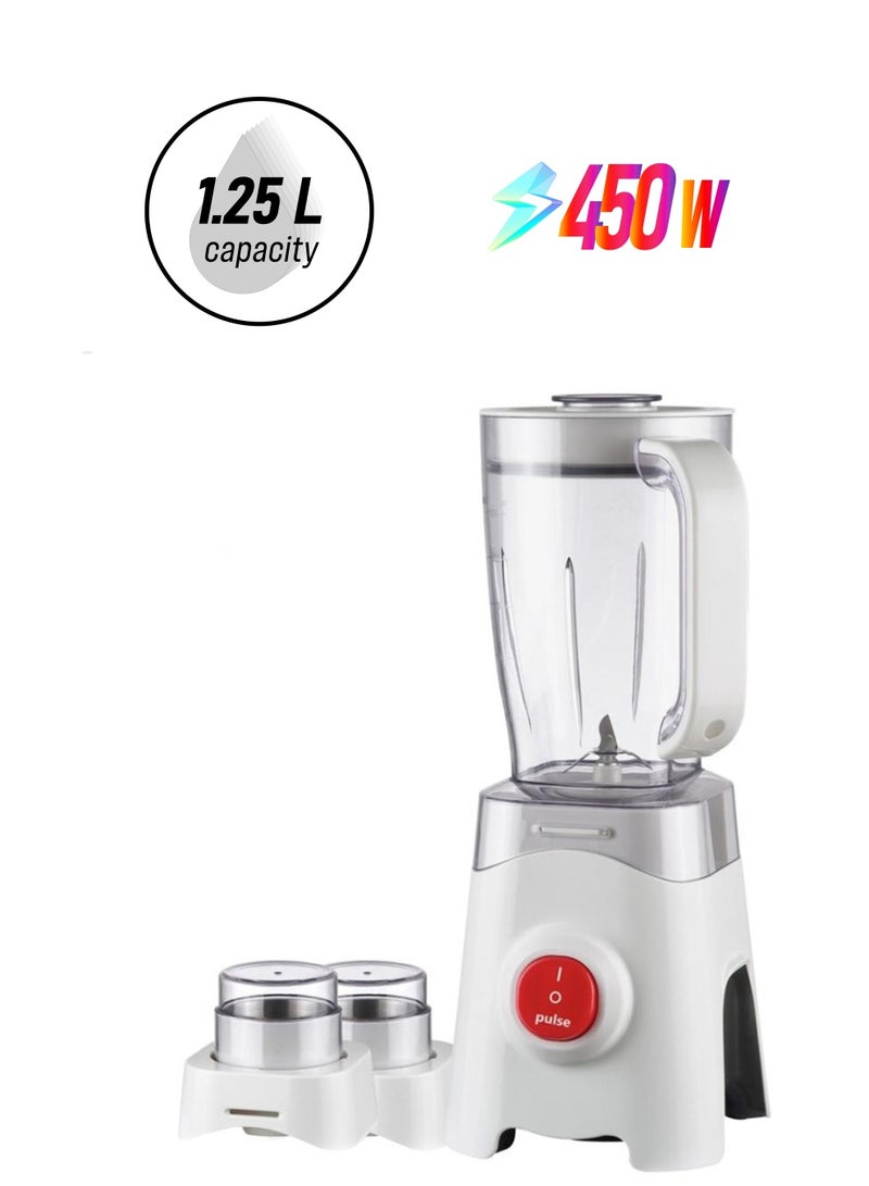 جانو خلاط كهربائي 3 في 1 1.25 L 450 W E06000 أبيض/ شفاف - Image 1