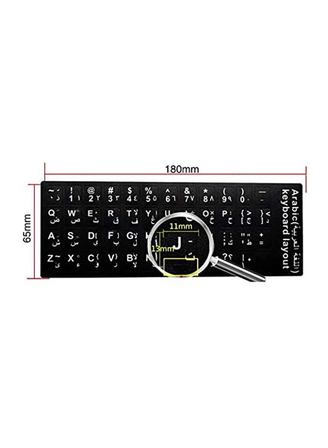 2-Piece 3M Adhesive Waterproof English Arabic Keyboard Layout Sticker Black - Image 3