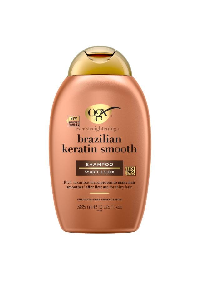 Ogx Ever Straightening+ Brazilian Keratin Smooth Shampoo Beige 385ml - Image 1