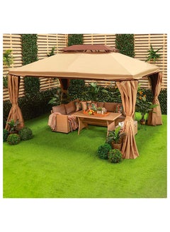 DANUBE HOME Roma Gazebo Aluminium Frame Patio Tent Canopy For Garden With Mosquito Net Beige 300x400cm  - Image 1