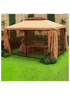 DANUBE HOME Roma Gazebo Aluminium Frame Patio Tent Canopy For Garden With Mosquito Net Beige 300x400cm  - Image 3