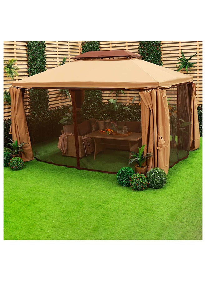 DANUBE HOME - Roma Gazebo Aluminium Frame Patio Tent Canopy For Garden With Mosquito Net Beige 300x400cm - Image 1