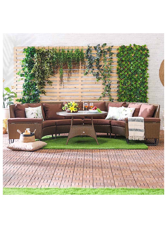 Fiona 6-Seater Outdoor Sofa Set Metal Frame Modern Garden Furniture Brown