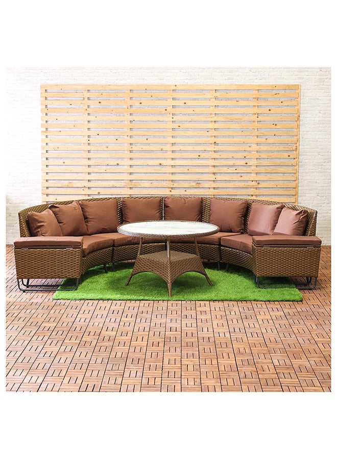Fiona 6-Seater Outdoor Sofa Set Metal Frame Modern Garden Furniture Brown