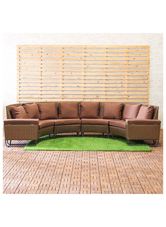 Fiona 6-Seater Outdoor Sofa Set Metal Frame Modern Garden Furniture Brown