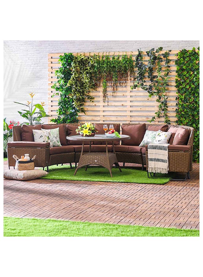 Fiona 6-Seater Outdoor Sofa Set Metal Frame Modern Garden Furniture Brown