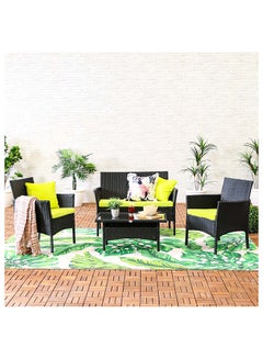 Alyana 4-Seater Outdoor Sofa Set Metal Frame Modern Garden Furniture Light Green 79x46x40cm