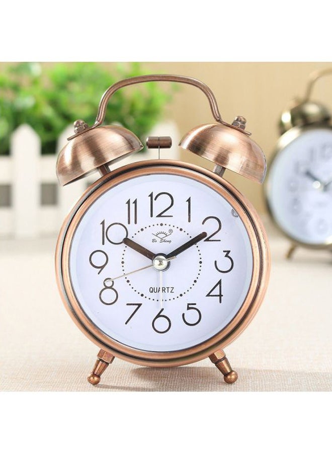 Double Bells Bedside Alarm Clock Gold/White/Black 8x4.5x12cm - Image 4