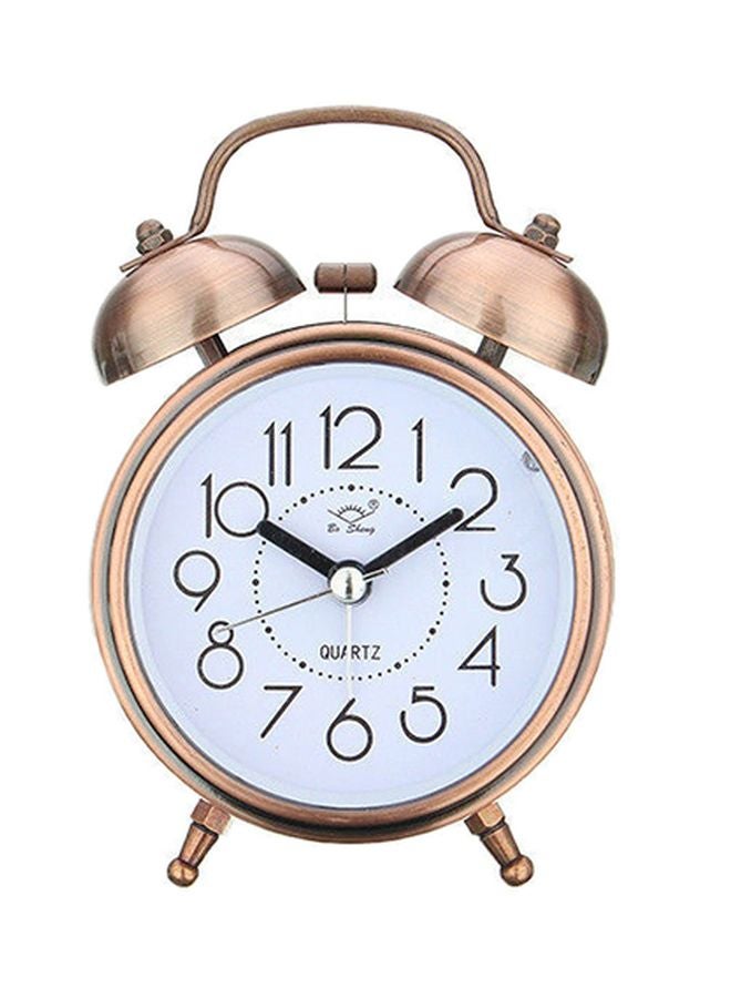 Double Bells Bedside Alarm Clock Gold/White/Black 8x4.5x12cm - Image 1