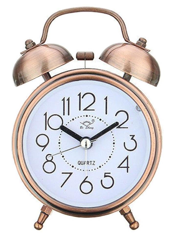 Double Bells Bedside Alarm Clock Gold/White/Black 8x4.5x12cm - Image 1