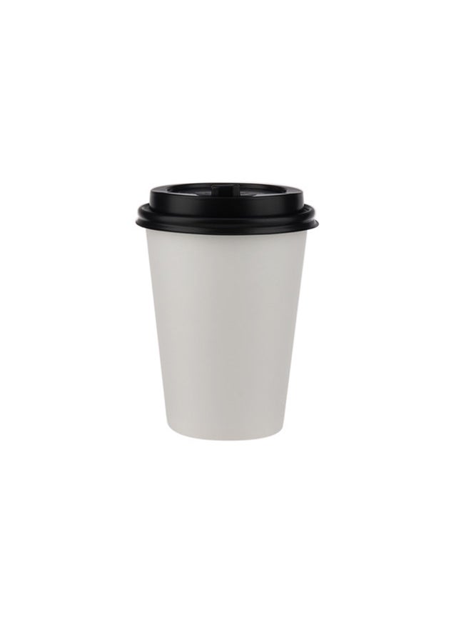 Hotpack Soft N Cool Hotpack Disposable Heavy Duty Paper Cup White 12 ounce with Black Lid, 10 Pieces for Hot & Cold Drinks, Coffee & Tea. White/Black - Image 2