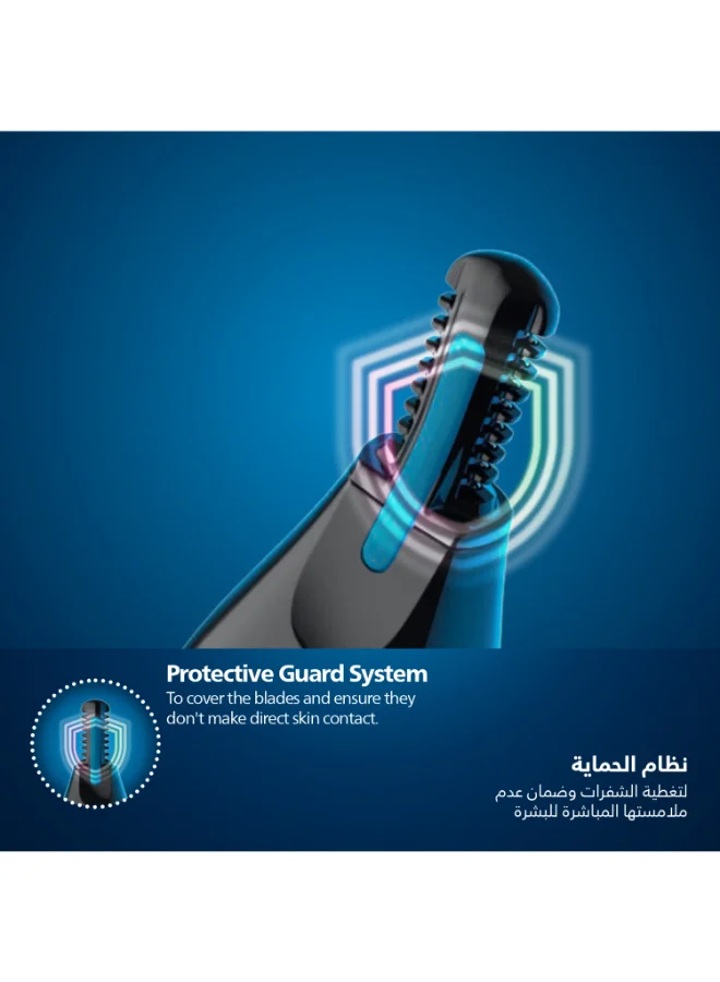 فيليبس ماكينة تشذيب الأنف والاذن NT1650/16 من Philips | تشذيب لطيف لشعر الأنف والأذن | نظام حماية مانع للشد | للاستخدام الرطب والجاف، قابلة للغسل بالكامل، مع بطارية AA مرفقة أسود