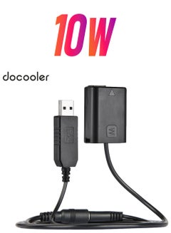 docooler NP-FW50 Dummy Battery + DC Power Bank (5V 2A) USB Adapter Cable Replacement Black  - Image 1