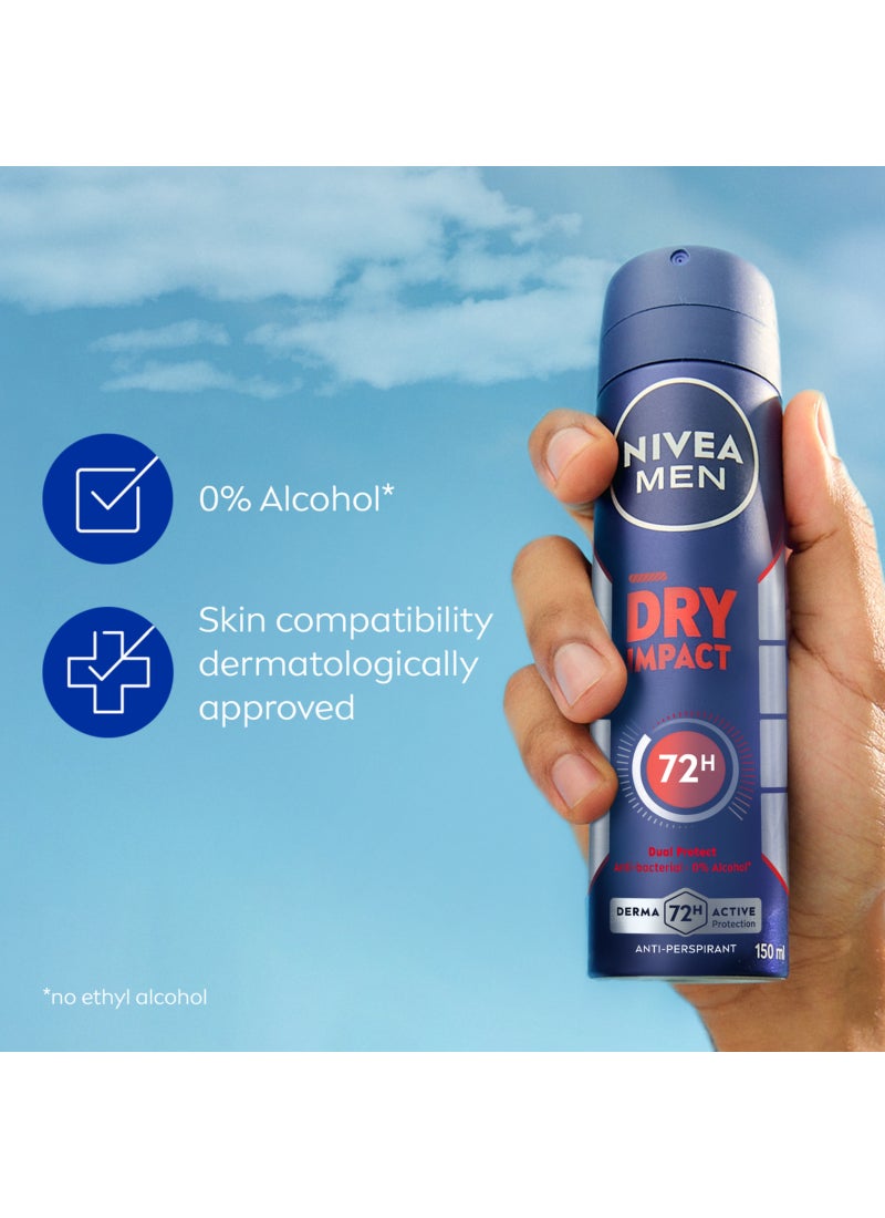 Nivea Men Dry Impact Antiperspirant Deodorant Spray Pack of 2 150ml - Image 2