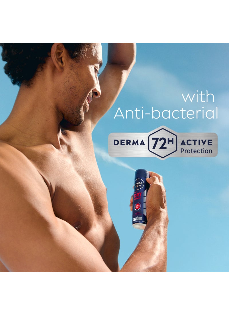 Nivea Men Dry Impact Antiperspirant Deodorant Spray Pack of 2 150ml - Image 3