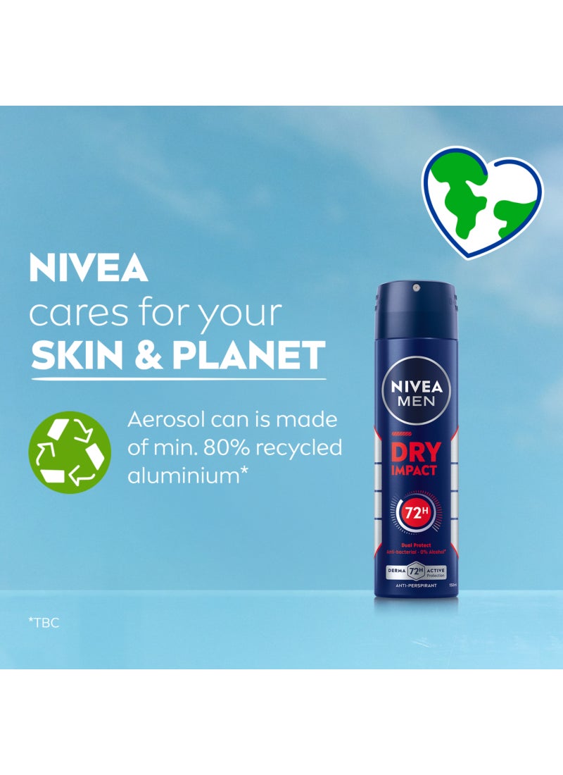Nivea Men Dry Impact Antiperspirant Deodorant Spray Pack of 2 150ml - Image 5