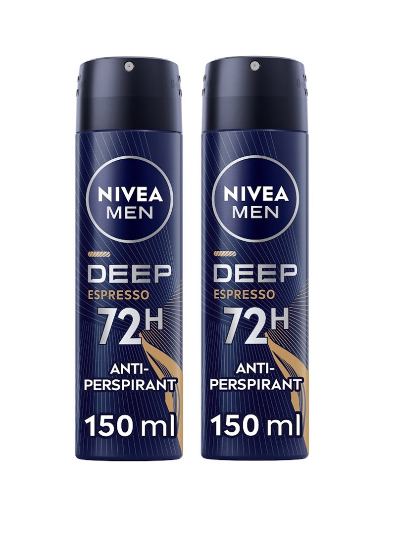 Nivea Deep Espresso Black Carbon Antiperspirant Spray Pack Of 2 150ml - Image 2