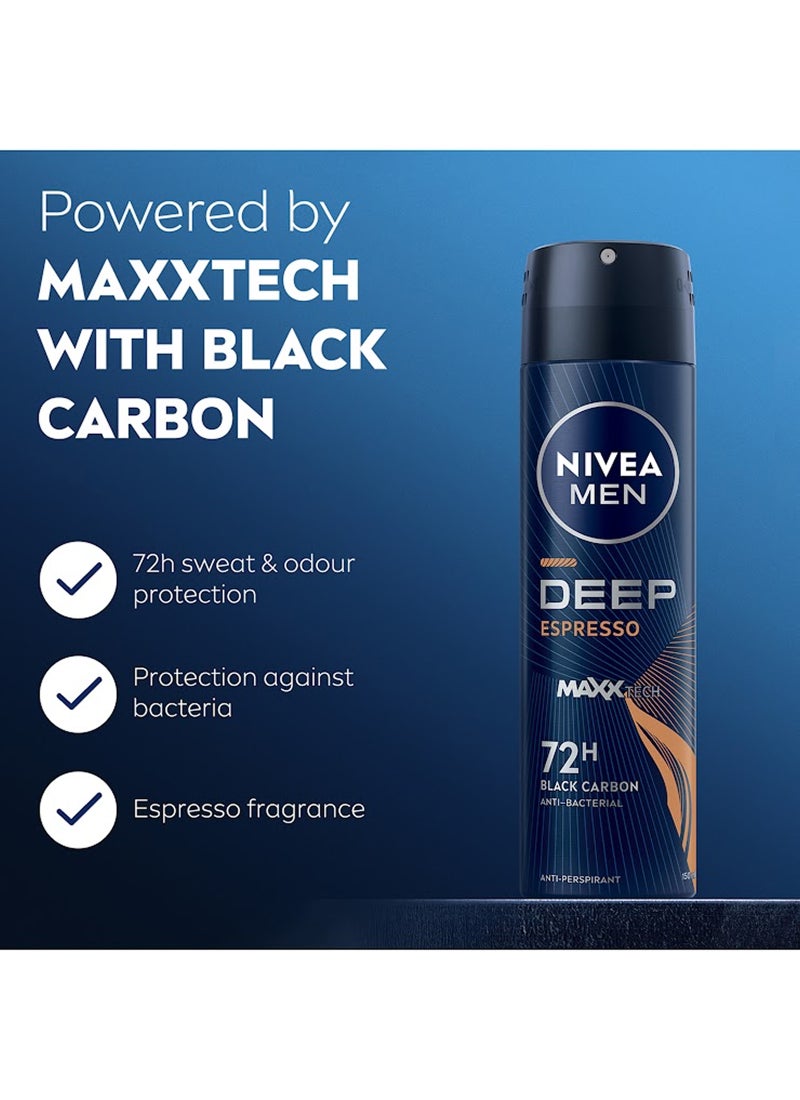 Nivea Deep Espresso Black Carbon Antiperspirant Spray Pack Of 2 150ml - Image 3
