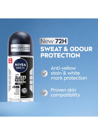 Pack Of 2 Black And White Invisible Original Antiperspirant Roll On 50ml - view 2