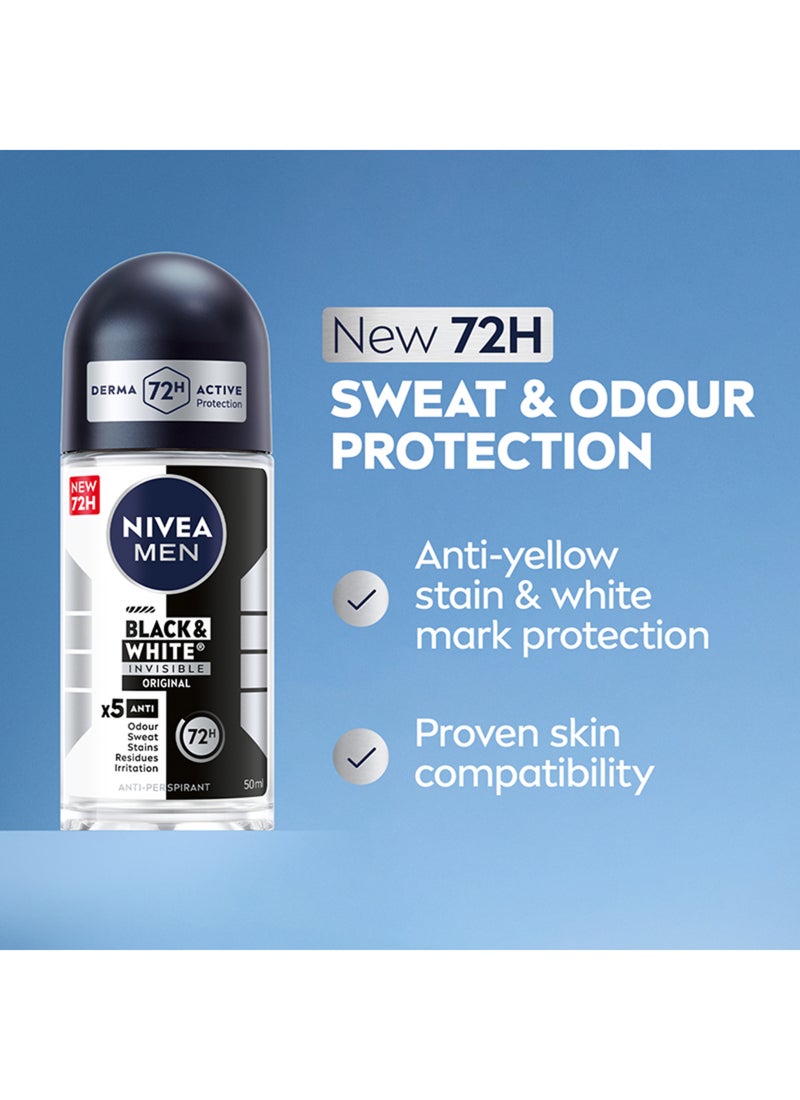 Nivea - Pack Of 2 Black And White Invisible Original Antiperspirant Roll On 50ml - Image 1