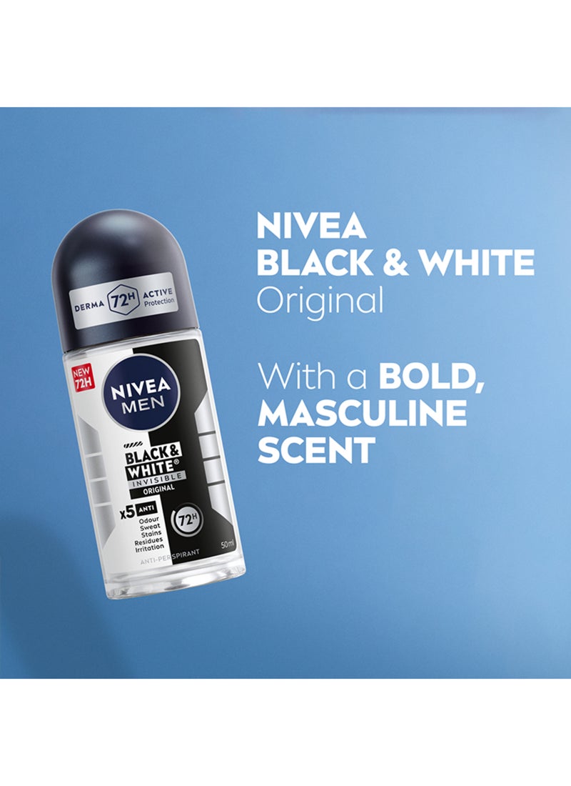 Nivea - Pack Of 2 Black And White Invisible Original Antiperspirant Roll On 50ml - Image 1