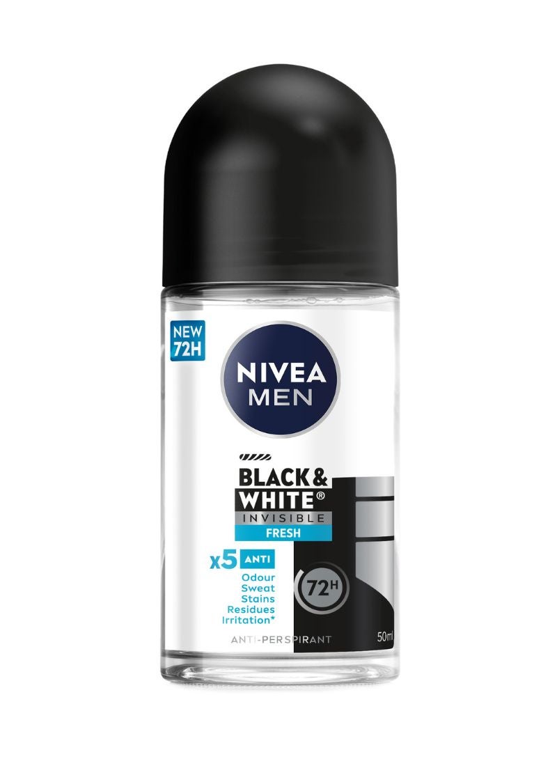 Nivea Pack Of 2 Black And White Invisible Fresh Antiperspirant Roll On 50ml  - Image 2