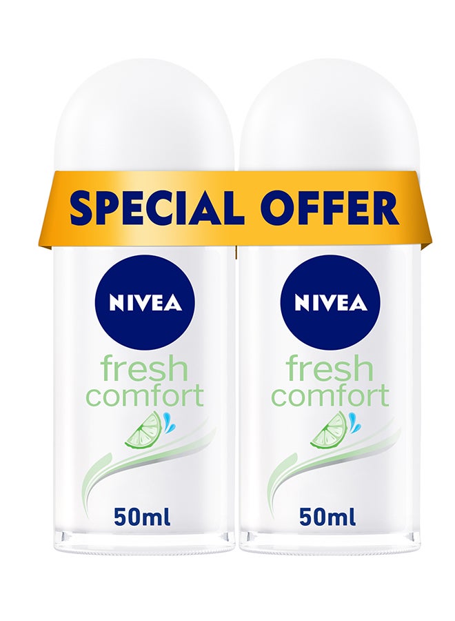 Nivea Fresh Comfort, Deodorant For Women, Roll-On Pack Of 2 50ml  - Image 1