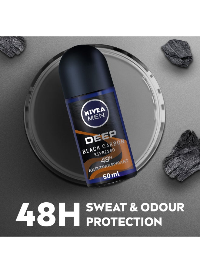 Nivea Pack Of 2 Deep Black Carbon Espresso Antiperspirant Roll On 50ml  - Image 2