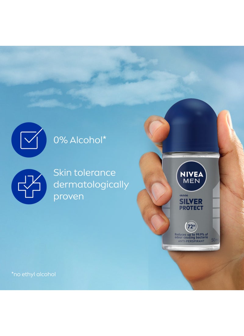 Nivea Silver Protect Antiperspirant For Men Antibacterial Protection Roll-On 50ml - Image 4