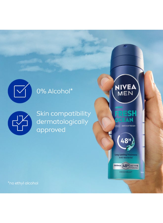 نيفيا مجموعة مزيل عرق ببلية دوارة مين فريش أوشن من عبوتين 150ملليلتر - Image 3