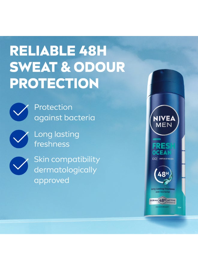 نيفيا مجموعة مزيل عرق ببلية دوارة مين فريش أوشن من عبوتين 150ملليلتر - Image 2