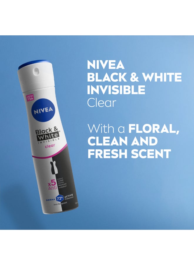 Nivea Black And White Invisible Original Antiperspirant Deodorant For women 150ml Pack of 2  - Image 4