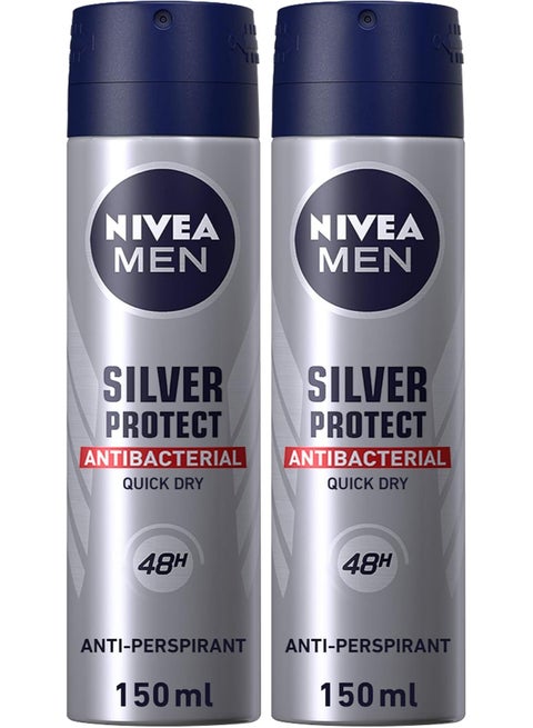 Silver Protect Antiperspirant For Men Antibacterial Protection Spray 150ml