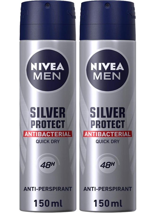 Nivea Silver Protect Antiperspirant For Men Antibacterial Protection Spray 150ml 