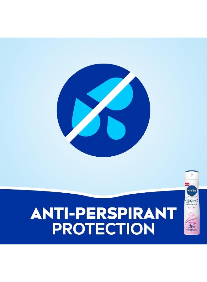 Nivea Natural Radiance Antiperspirant Spray With Vitamin C 150ml Pack Of 2  - Image 3