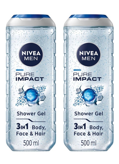 جل استحمام بيور إمباكت للرجال 500ml Pack Of 2