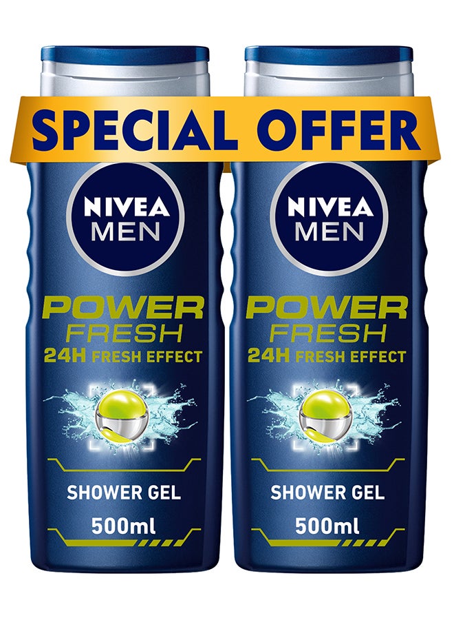 Nivea Pack Of 2 Power Fresh Shower Gel 500ml  - Image 1