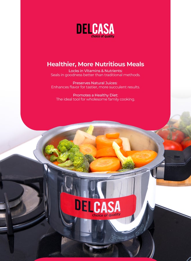 ديلكاسا قدر ضغط مصنوع من الألومنيوم أسود/ فضي 3لترات - Image 3